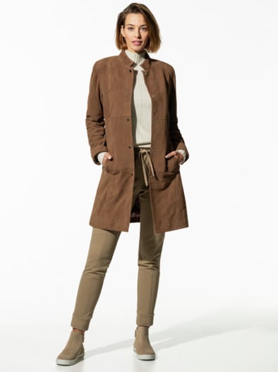 Veloursledermantel Cognac