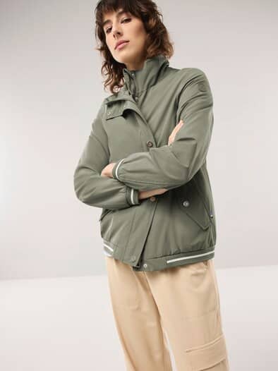 Blousonjacke Baumwollmix Khaki