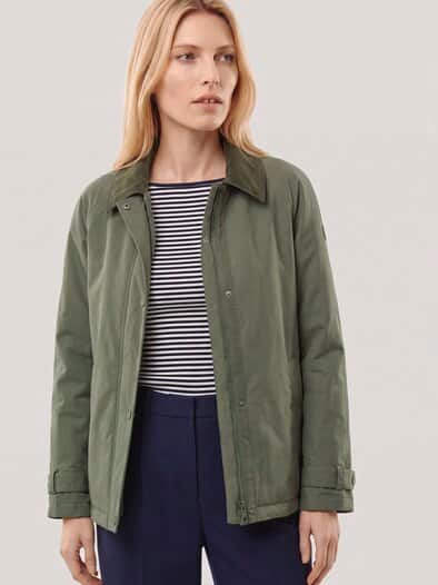 Jacke aus Baumwollmischung mit Cord Olivgrün