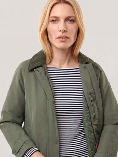 Jacke aus Baumwollmischung mit Cord Olivgrün