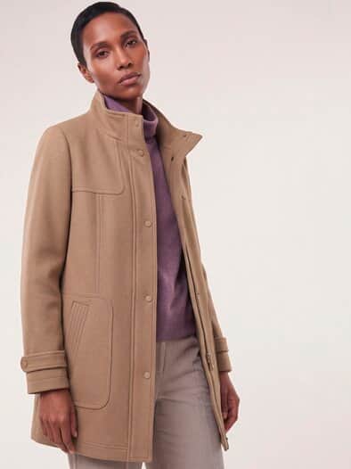 Dufflecoat aus Wollmischung Praline
