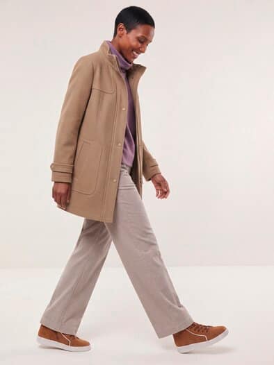 Dufflecoat aus Wollmischung Praline