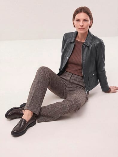 Kurze Jacke aus Lammnappa Schwarz