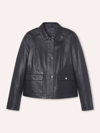 Kurze Jacke aus Lammnappa Schwarz