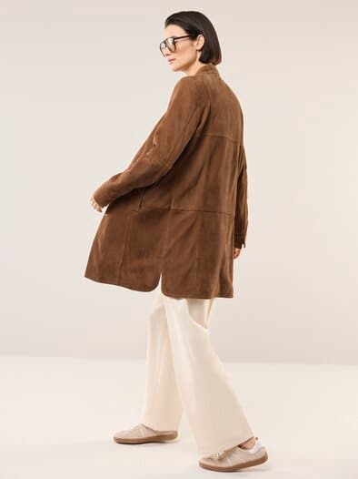 Ziegenvelours Ledermantel Cognac