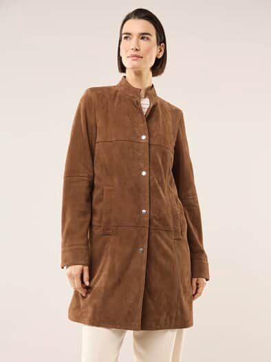 Ziegenvelours Ledermantel Cognac