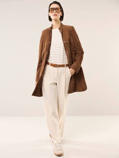 Ziegenvelours Ledermantel Cognac