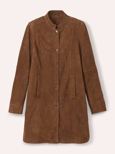 Ziegenvelours Ledermantel Cognac