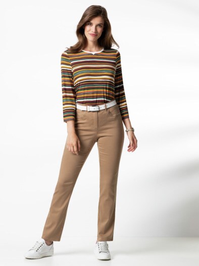 Extraglatt Baumwollhose Caramel