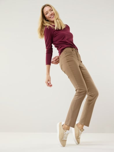 Extraglatt Baumwollhose Caramel