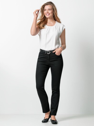 Extraglatt Baumwollhose  Slim Fit Schwarz
