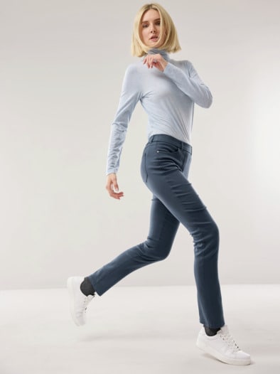 Thermo-Extraglatt Baumwollhose Jeansblau