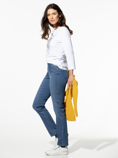 Yoga-Schlupfjeans Mid Blue