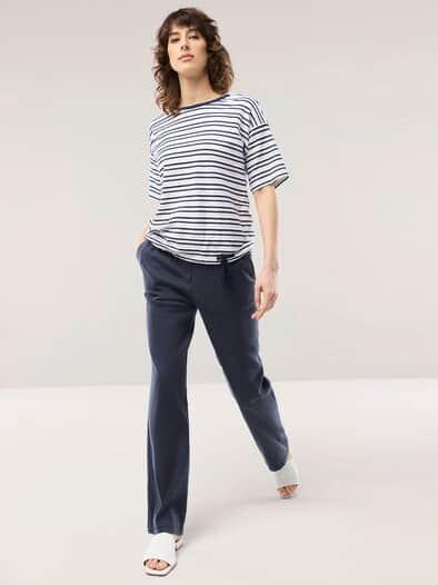 Softleinenmix-Hose Marlene Nachtblau
