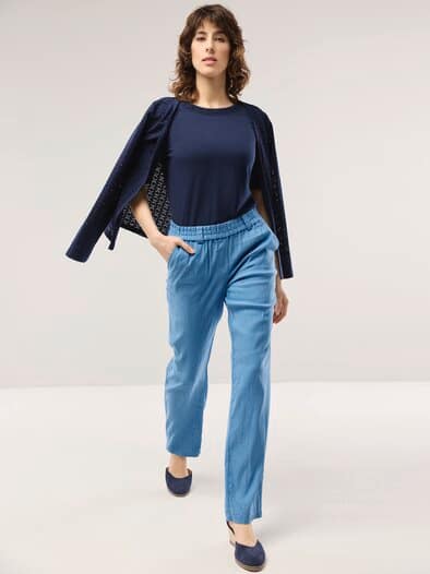 Softleinenmix-Hose Marlene Jeansblau