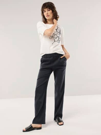 Softleinenmix-Hose Marlene Schwarz