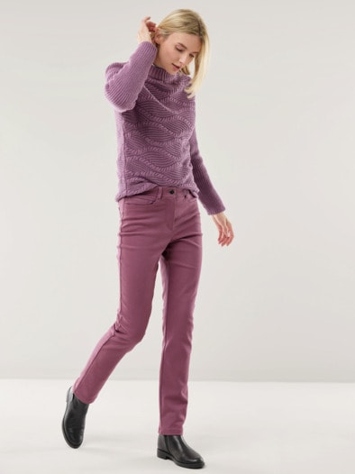 2-in-1-Extraglatt-Thermohose Mauve