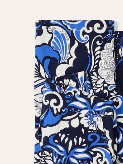 Kombihose aus Leinenmix AOP Blau