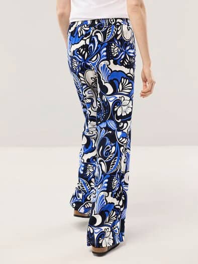 Kombihose aus Leinenmix AOP Blau