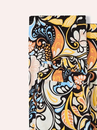 Kombihose aus Leinenmix AOP Bunt