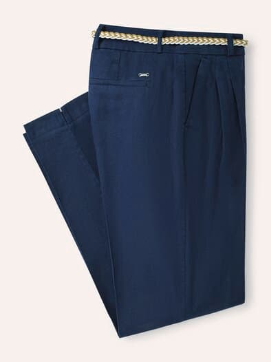 Bundfaltenhose aus Leinenmix Marine
