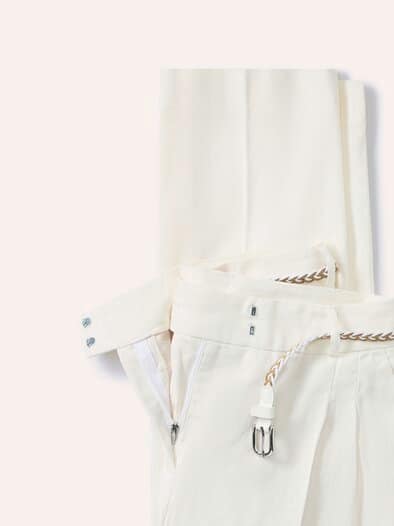 Bundfaltenhose aus Leinenmix Offwhite