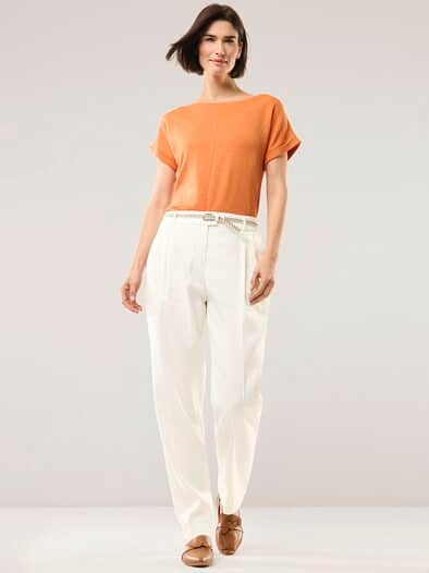 Bundfaltenhose aus Leinenmix Offwhite