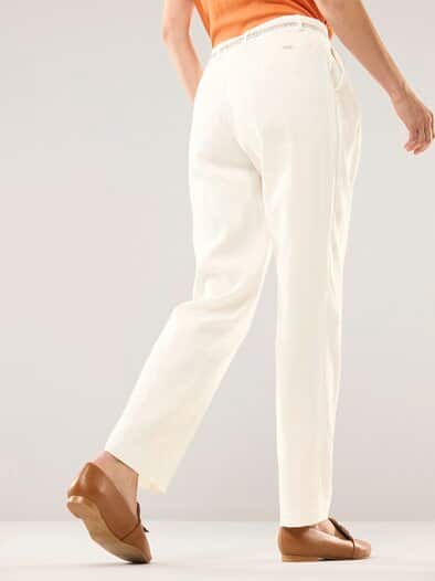 Bundfaltenhose aus Leinenmix Offwhite