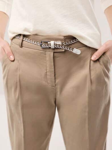 Bundfaltenhose aus Leinenmix Sand