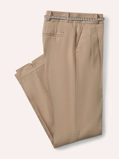 Bundfaltenhose aus Leinenmix Sand