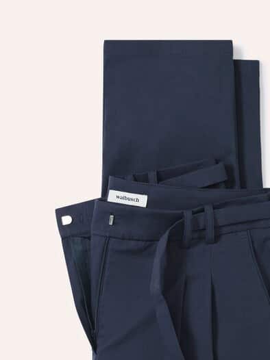 Bundfaltenhose aus Baumwollmix Nachtblau