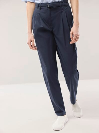 Bundfaltenhose aus Baumwollmix Nachtblau