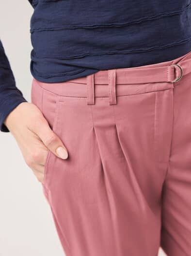 Bundfaltenhose aus Baumwollmix Rosenholz