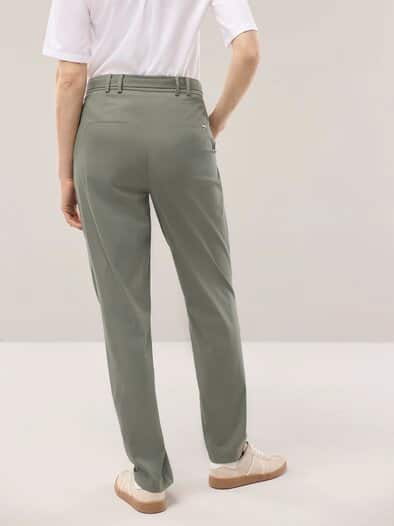 Bundfaltenhose aus Baumwollmix Khaki
