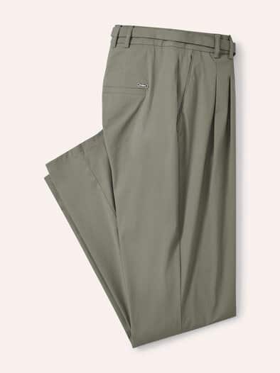 Bundfaltenhose aus Baumwollmix Khaki