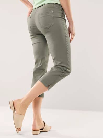 Capri aus Baumwollmix Khaki