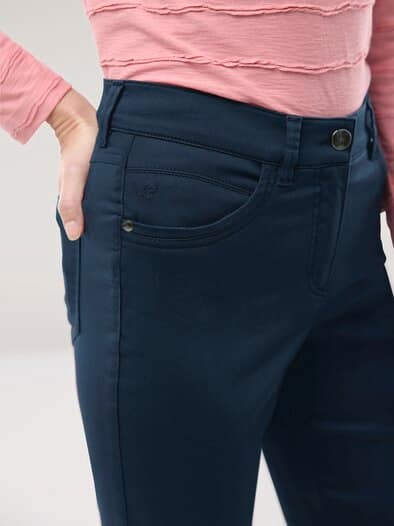 Extraglatt Baumwollhose Nachtblau