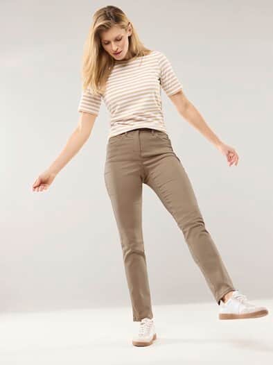 Extraglatt Baumwollhose Slim Fit Sand