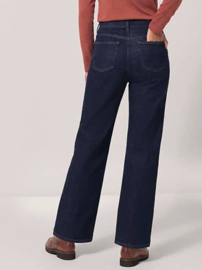 5 Pocket Jeans mit weitem Bein Rinsed