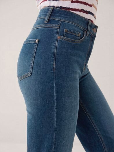 5 Pocket Jeans mit weitem Bein Blue Stoned