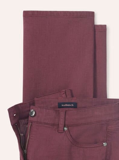 5 Pocket Jeans mit weitem Bein Merlot