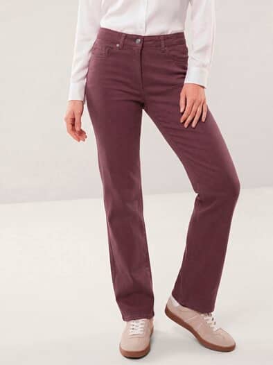 5 Pocket Jeans mit weitem Bein Merlot