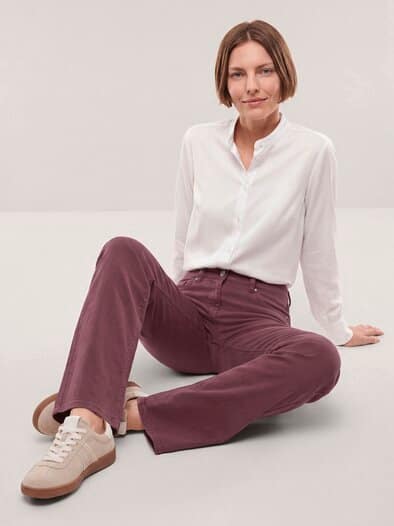 5 Pocket Jeans mit weitem Bein Merlot