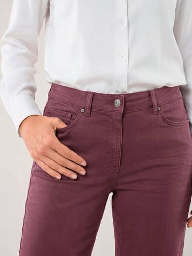 5 Pocket Jeans mit weitem Bein Merlot