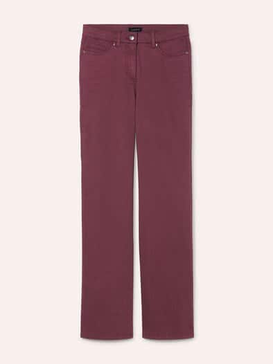 5 Pocket Jeans mit weitem Bein Merlot