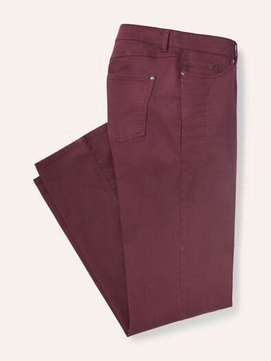 5 Pocket Jeans mit weitem Bein Merlot