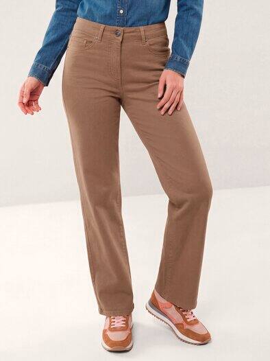 5 Pocket Jeans mit weitem Bein Praline