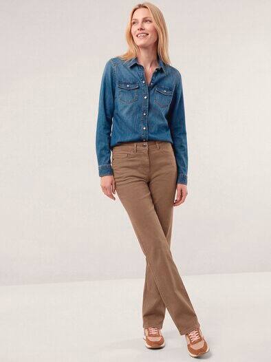 5 Pocket Jeans mit weitem Bein Praline