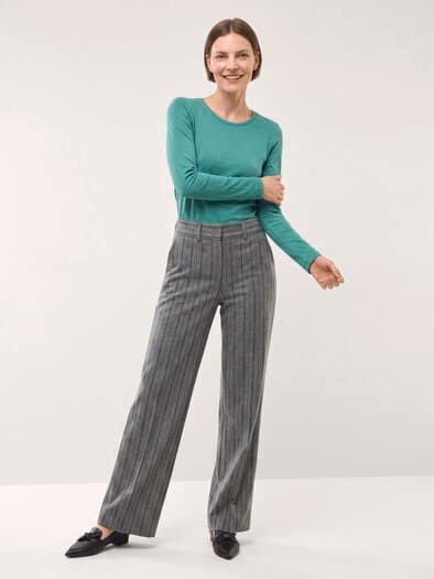 Marlene Hose aus Premium Flanell Nadelstreifen Grau