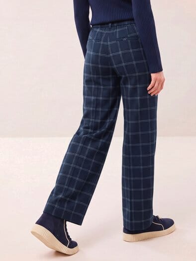 Marlene Hose aus Premium Flanell Karo Nachtblau